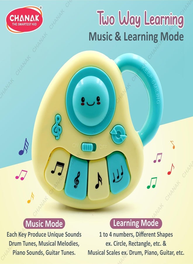 Chanak Baby Piano Musical Infant Toy 4 Key Nodes with 31 Music melodies Includes Learning Numbers & Shapes, Flashing Lights Early Learning Baby Tiny Tunes for Boys Girls, 6 to 12 Months (Yellow/Blue) - Image 4